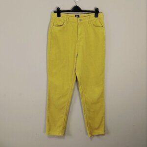 BDG Women Corduroy Pants Size 31 Mom High Rise Jeans Yellow Grunge Streetwear